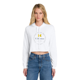 Michigan Roundabout Women’s Cropped Fleece Hoodie - White