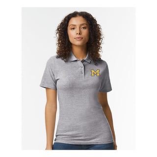 Michigan Block M Outline EMB Womens Softstyle Pique Polo