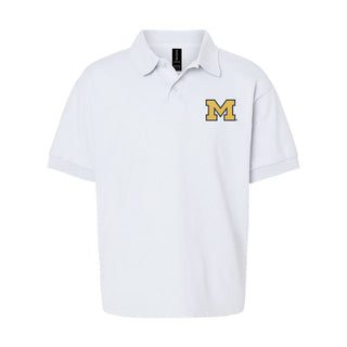 Michigan Block M Outline EMB Youth Dryblend Jersey Polo