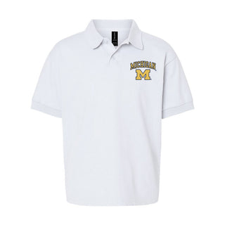 Michigan Arch Logo EMB Youth Dryblend Jersey Polo