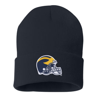 Michigan Football Helmet EMB Knit Cuffed Beanie - Navy