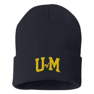 Michigan Initial Wordmark Cuffed Beanie - Navy