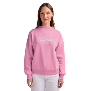 Michigan Elegant EMB Willow Mockneck Sweatshirt - Pink