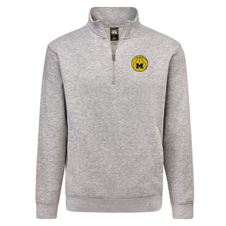 Michigan Basketball Outline LC EMB BTB Quarter Zip Sweatshirt - Oxford