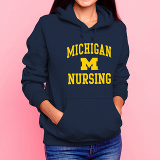 Michigan Arch Logo Nursing Hoodie - Navy