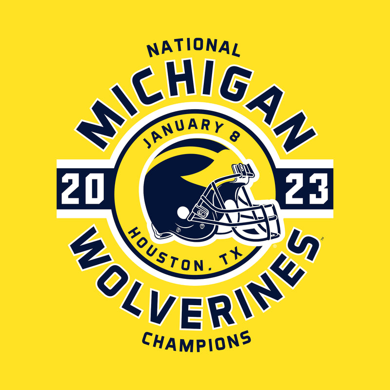 Michigan CFP National Champions 23 Helmet Circle Long Sleeve - Athletic Yellow