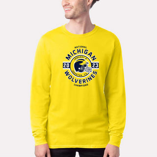 Michigan CFP National Champions 23 Helmet Circle Long Sleeve - Athletic Yellow