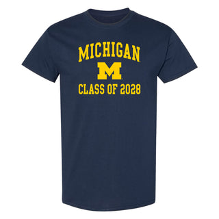 Michigan Arch Logo Class of 2028 T-Shirt - Navy