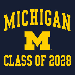Michigan Arch Logo Class of 2028 T-Shirt - Navy