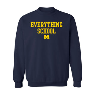 Michigan Everything School Block Crewneck Sweatshirt - Navy
