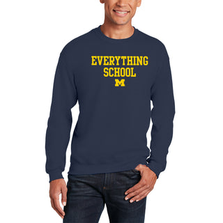 Michigan Everything School Block Crewneck Sweatshirt - Navy
