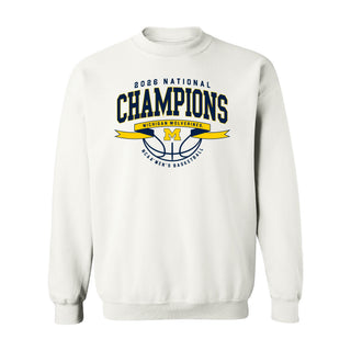 Michigan 2026 Basketball National Champions Ribbon Wings Crewneck - White