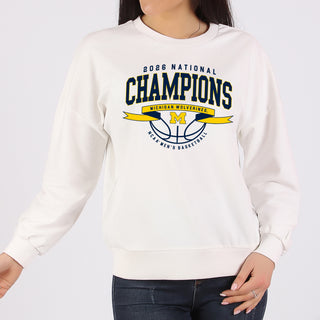 Michigan 2026 Basketball National Champions Ribbon Wings Crewneck - White