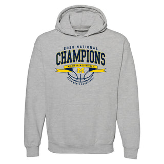 Michigan 2026 Basketball National Champions Ribbon Wings Hoodie - Sport Grey