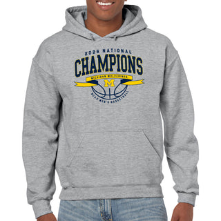 Michigan 2026 Basketball National Champions Ribbon Wings Hoodie - Sport Grey