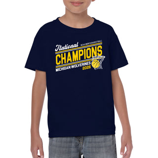 Michigan 2026 Basketball National Champions Action Play Youth T-Shirt - Navy