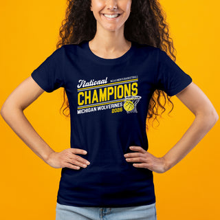 Michigan 2026 Basketball National Champions Action Play Womens T-Shirt - Navy