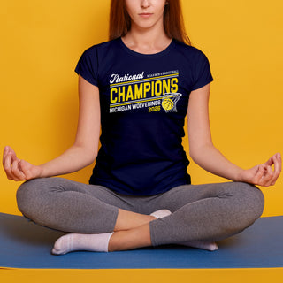 Michigan 2026 Basketball National Champions Action Play Womens T-Shirt - Navy