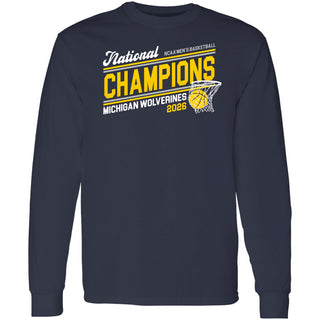 Michigan 2026 Basketball National Champions Action Play Long Sleeve - Navy