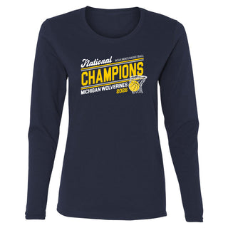 Michigan 2026 Basketball National Champions Action Play Womens Long Sleeve - Navy