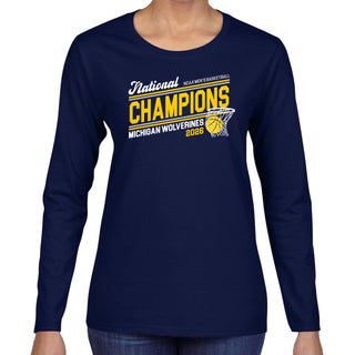 Michigan 2026 Basketball National Champions Action Play Womens Long Sleeve - Navy