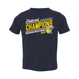 Michigan 2026 Basketball National Champions Action Play Toddler T-Shirt - Navy