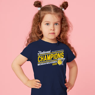 Michigan 2026 Basketball National Champions Action Play Toddler T-Shirt - Navy
