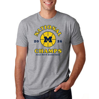 Michigan 2026 Basketball National Champions Retro Shootout NLA T-Shirt - Heather Grey