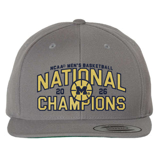 Michigan 2026 Basketball National Champions Big Arch Flatbill Snapback Hat - Silver