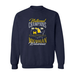 Michigan 2026 Basketball National Champions USA Crewneck Sweatshirt - Navy