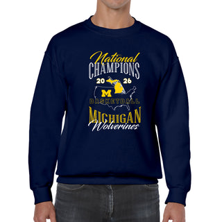 Michigan 2026 Basketball National Champions USA Crewneck Sweatshirt - Navy