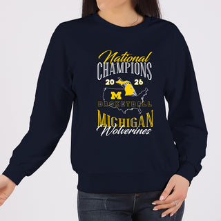 Michigan 2026 Basketball National Champions USA Crewneck Sweatshirt - Navy