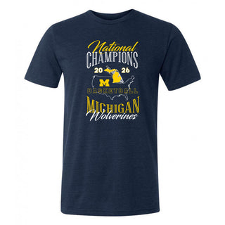 Michigan 2026 Basketball National Champions USA Triblend T-Shirt - Solid Navy Triblend
