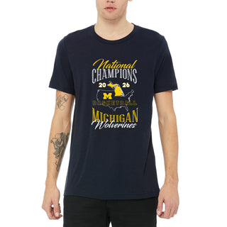 Michigan 2026 Basketball National Champions USA Triblend T-Shirt - Solid Navy Triblend