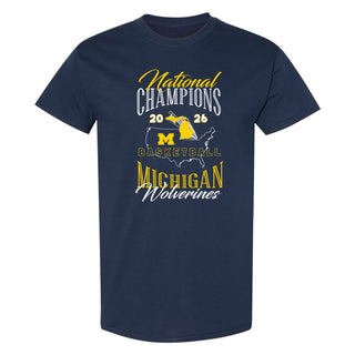 Michigan 2026 Basketball National Champions USA T-Shirt - Navy