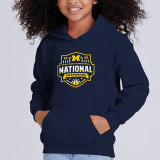 Michigan 2026 Basketball National Champions Logo Youth Hoodie