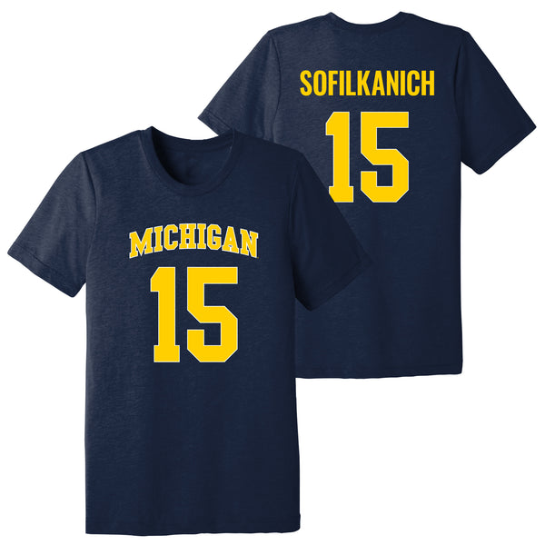 Michigan NIL Basketball Sofilkanich 15 Triblend T-Shirt - Solid