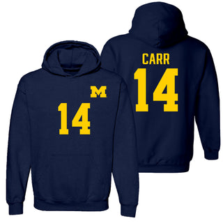 Michigan NIL Carr 14 Football Jersey Hoodie - Navy