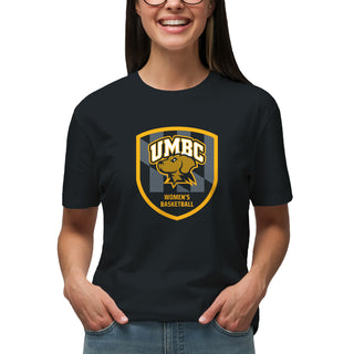 UMBC Retrievers Shield Logo Womens Basketball T-Shirt - Black