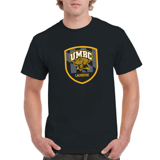 UMBC Retrievers Shield Logo Lacrosse T-Shirt - Black