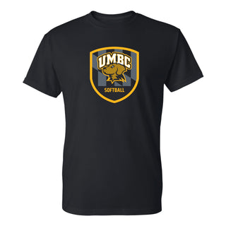 UMBC Retrievers Shield Logo Softball T-Shirt - Black