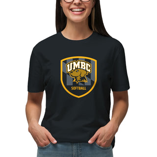 UMBC Retrievers Shield Logo Softball T-Shirt - Black