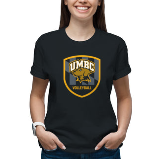 UMBC Retrievers Shield Logo Volleyball T-Shirt - Black