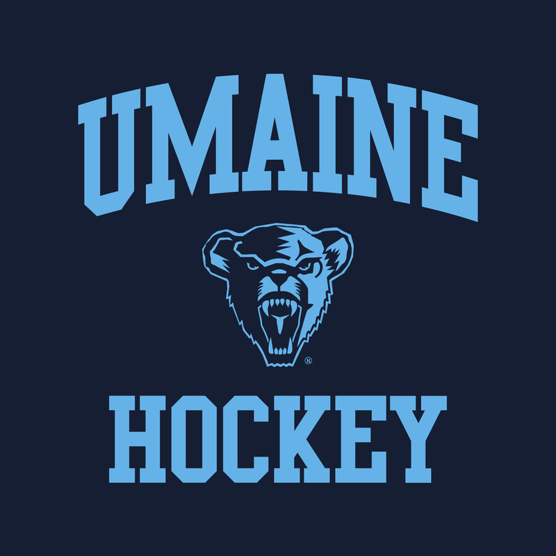 Maine Arch Logo Hockey Long Sleeve - Navy