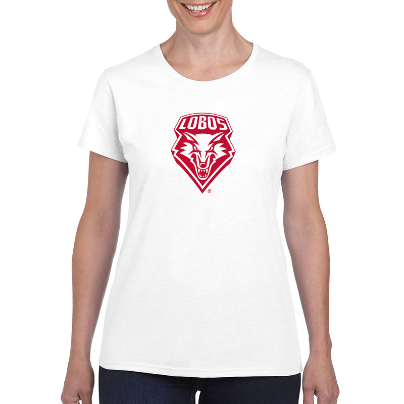 University of New Mexico Lobos Primary Logo Cotton Womens T-Shirt - White
