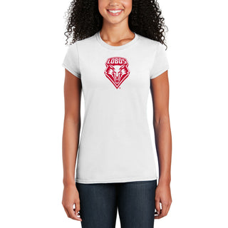 University of New Mexico Lobos Primary Logo Cotton Womens T-Shirt - White