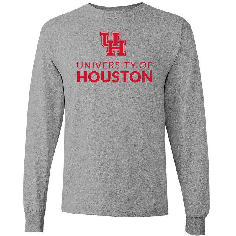 University of Houston Cougars Institutional Logo Long Sleeve T Shirt - Sport Grey