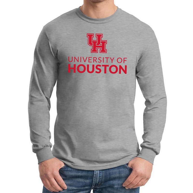 University of Houston Cougars Institutional Logo Long Sleeve T Shirt - Sport Grey