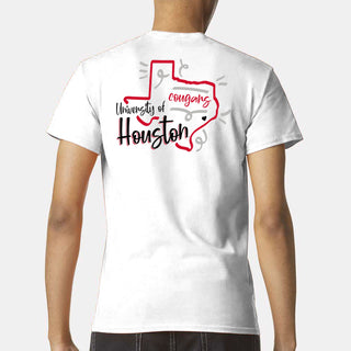 University of Houston Cougars Playful Sketch Short Sleeve T Shirt - White