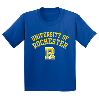 University of Rochester Yellowjackets Arch Logo Youth Short Sleeve T Shirt - Royal